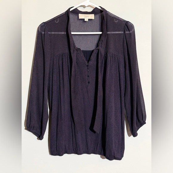 LOFT Navy/Red dots Women's Blouse Size Medium - Picture 4 of 9